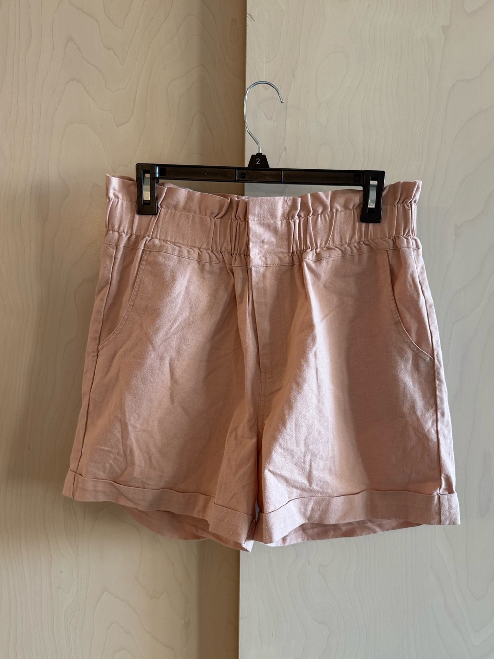 Elastic High-Waist Pink Women's Shorts (Comes with a top)